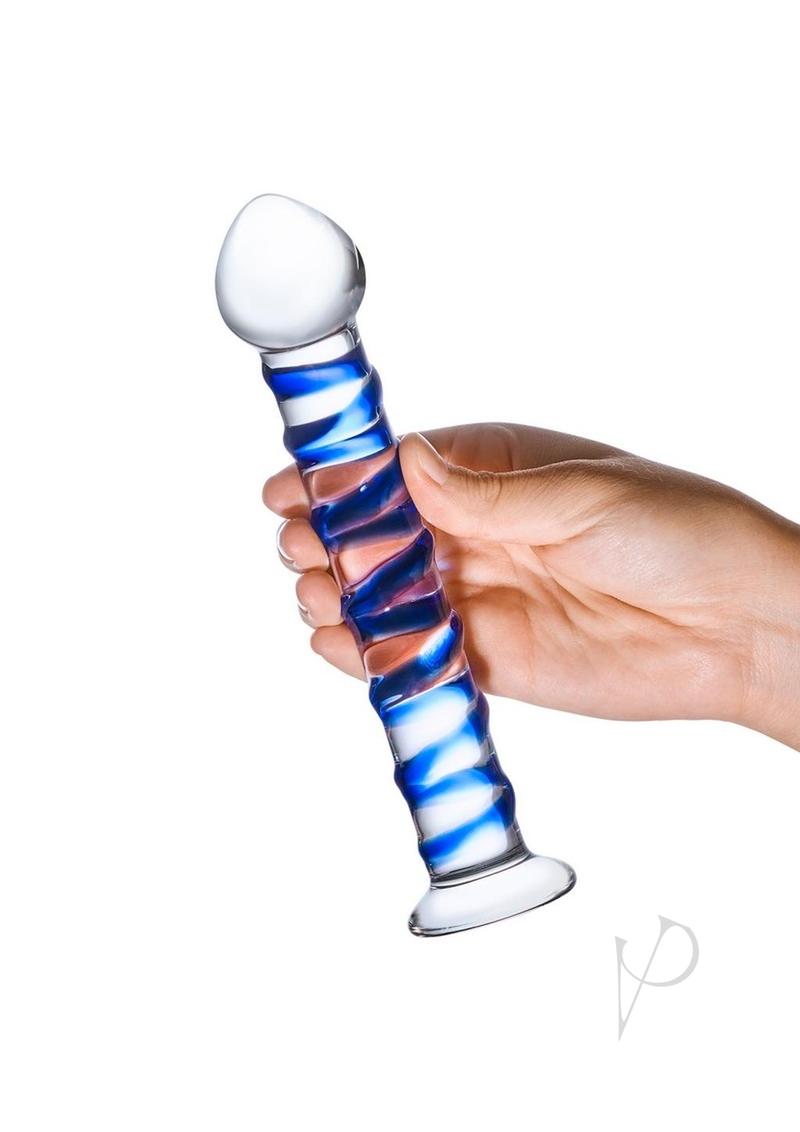 Blue Spiral Glass Dildo
