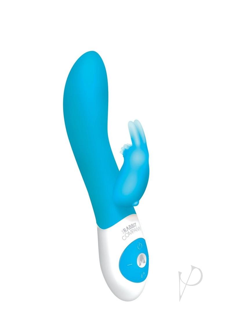 Aqua blue rabbit-style vibrator with ergonomic handle