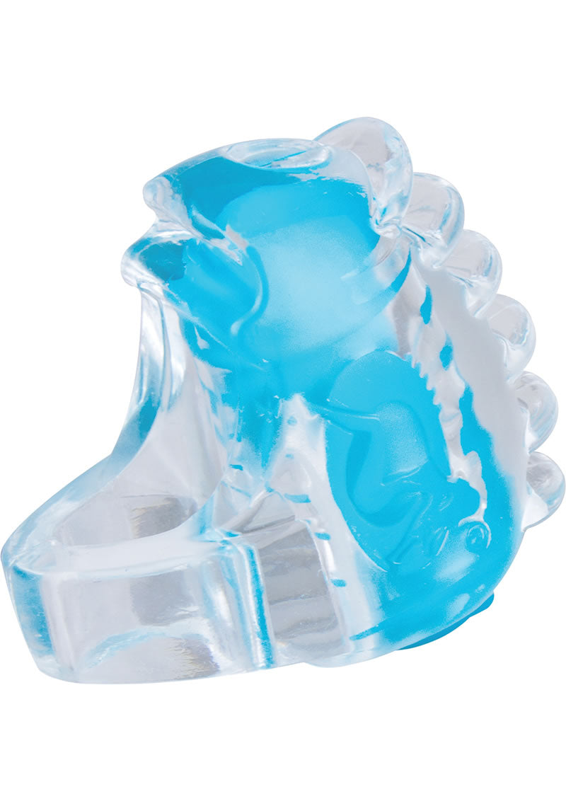 Blue Colorpop Fingo Tip finger vibrator with clear detailing, part of a 12-pack