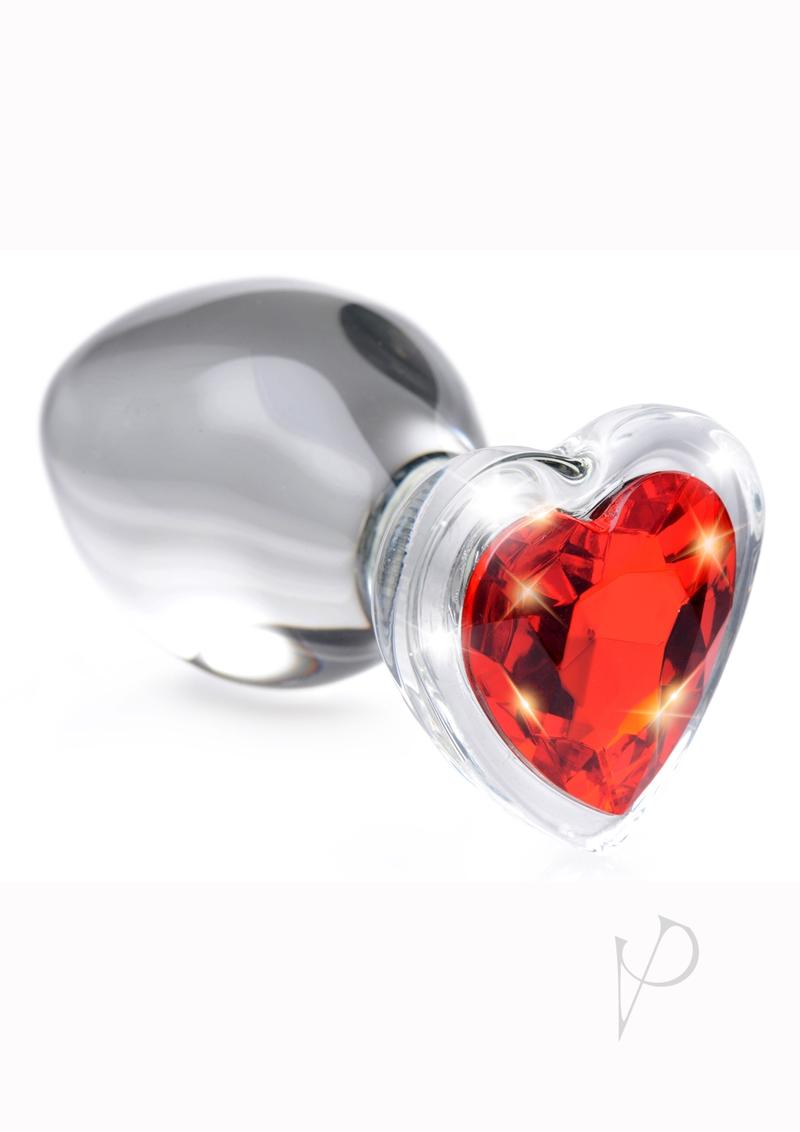 Booty Sparks Red Heart Glass Plug Md