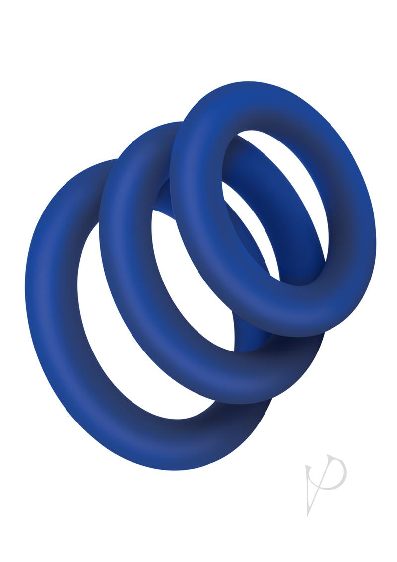 Zolo Extra Thick Cock Ring 3pk Navy