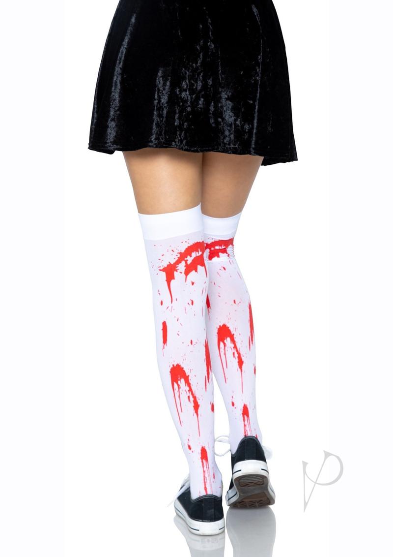 Bloody Zombi Thigh High O/s Wht/rd(sale)