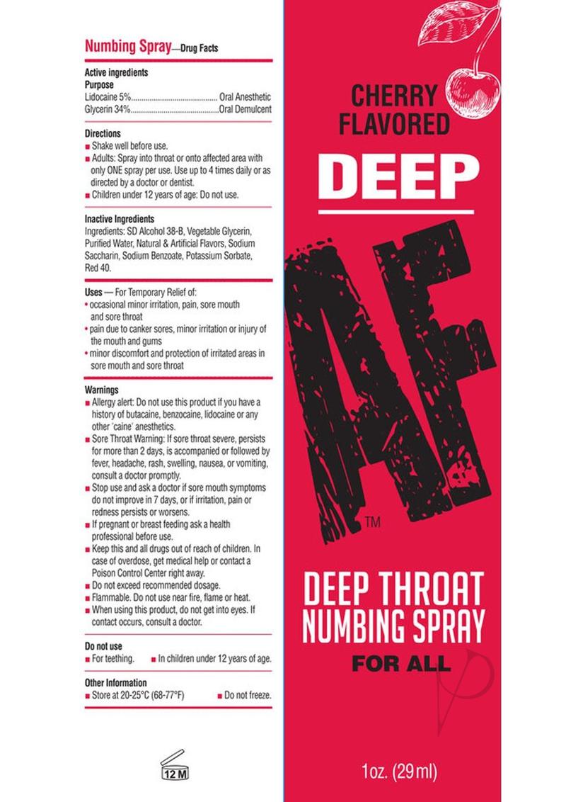Deep Af Numbing Throat Spray Cherry