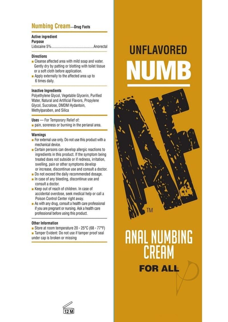 Numb Af Anal Cream Unflavored