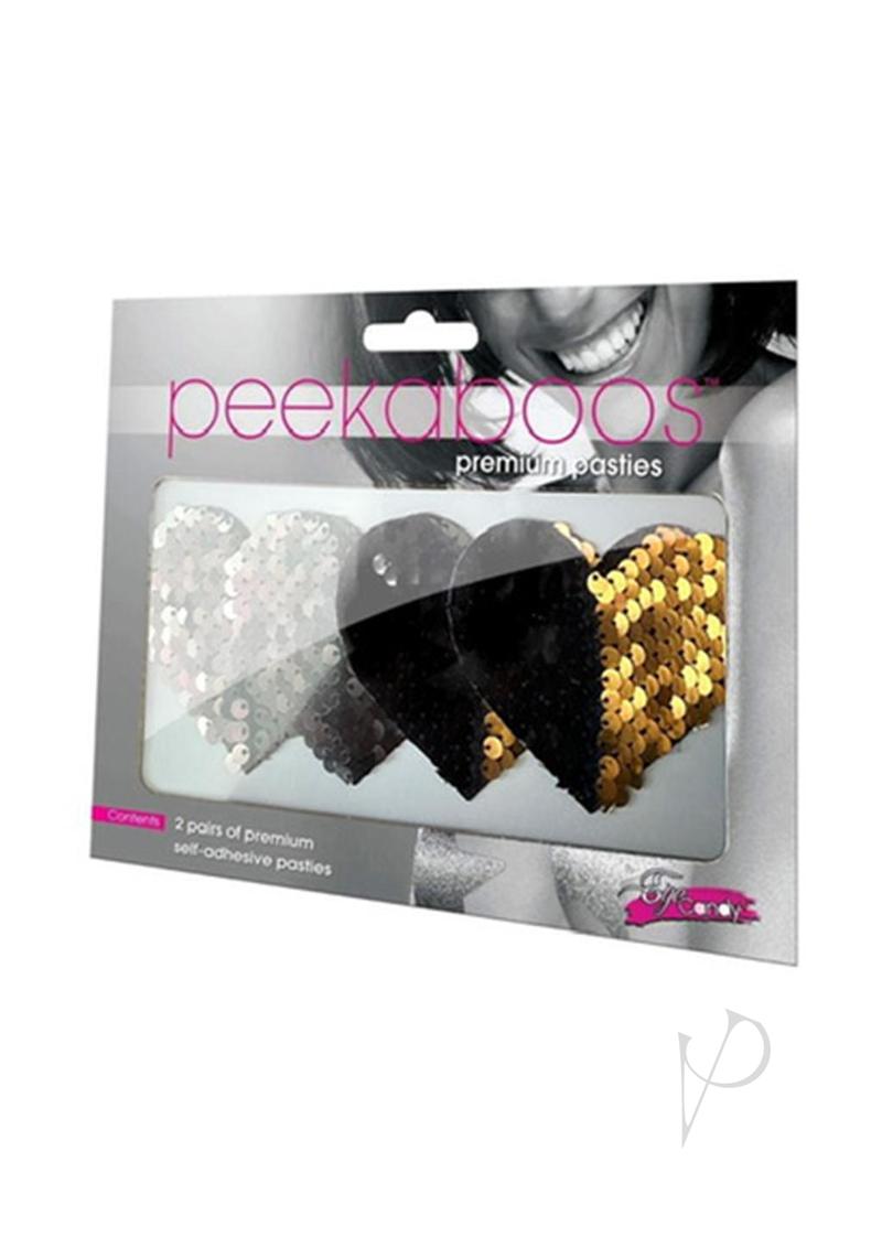 Peekaboo Revers Sequin Heart Bk/gd(sale)