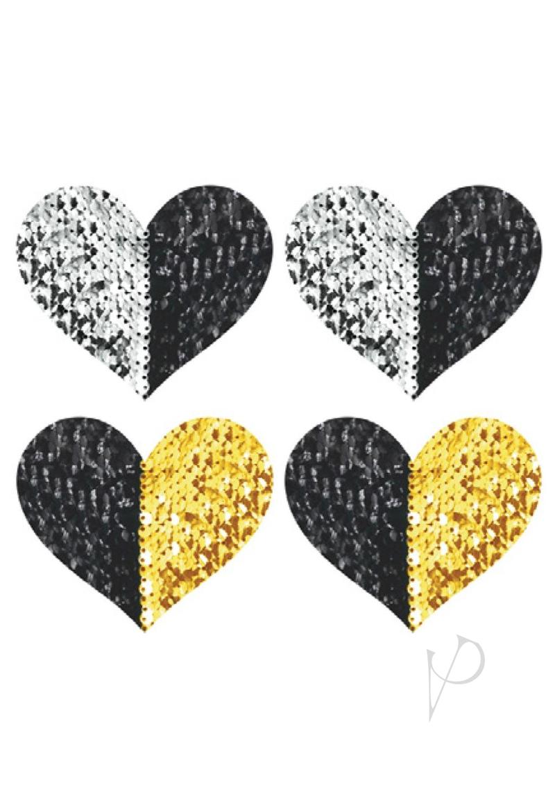 Peekaboo Revers Sequin Heart Bk/gd(sale)
